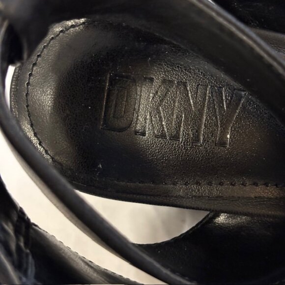 DKNY Briella Black Platform Block Heel Ankle Strap Pump Size 7.5M - Picture 7 of 12